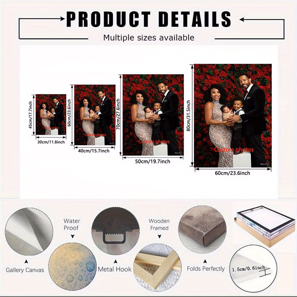 A Custom-made, Wrap-around Canvas Wood Frame Painting, Personal Portrait Photo - Wall Decoration for Living Rooms, Bedrooms, and Hallways.
